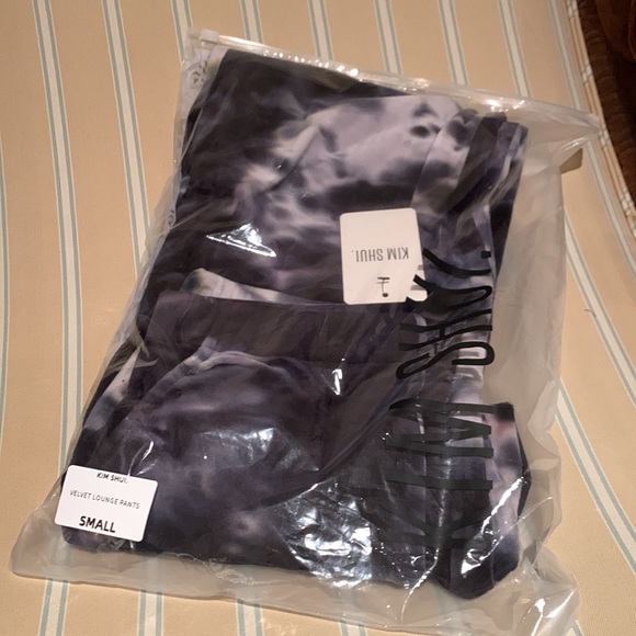 KIM SHUI VELVET LUXURY LOUNGE PANTS MADE IN ITALY PURPLE WASH TIE-DYE DESIGN S,L - Picture 16 of 16